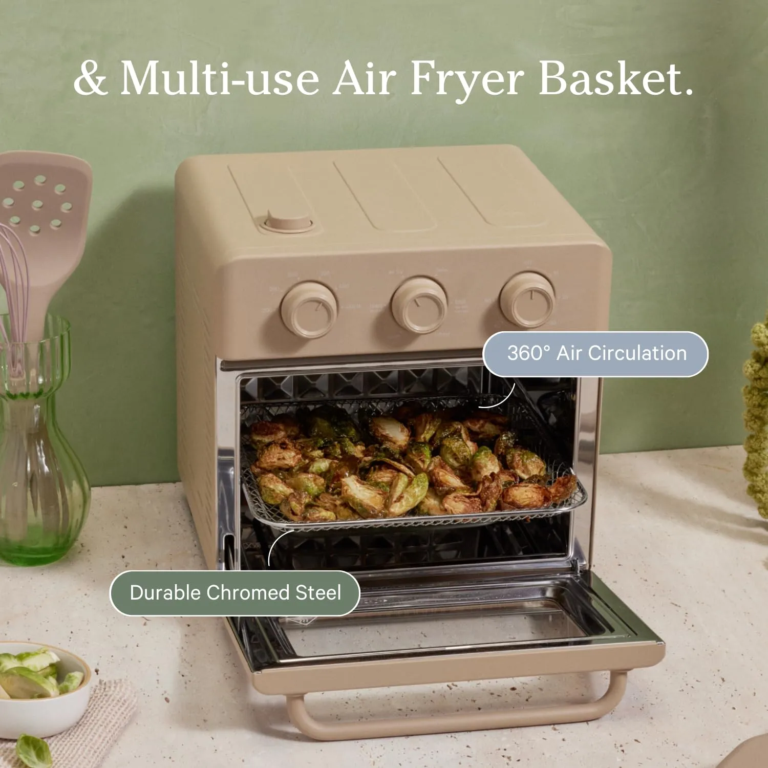 Our Place Wonder Oven Essentials Kit | Extra Air Fryer Basket & Nonstick Ceramic-Coated Bake Pan | Oven Safe, Eco-Friendly | Steam