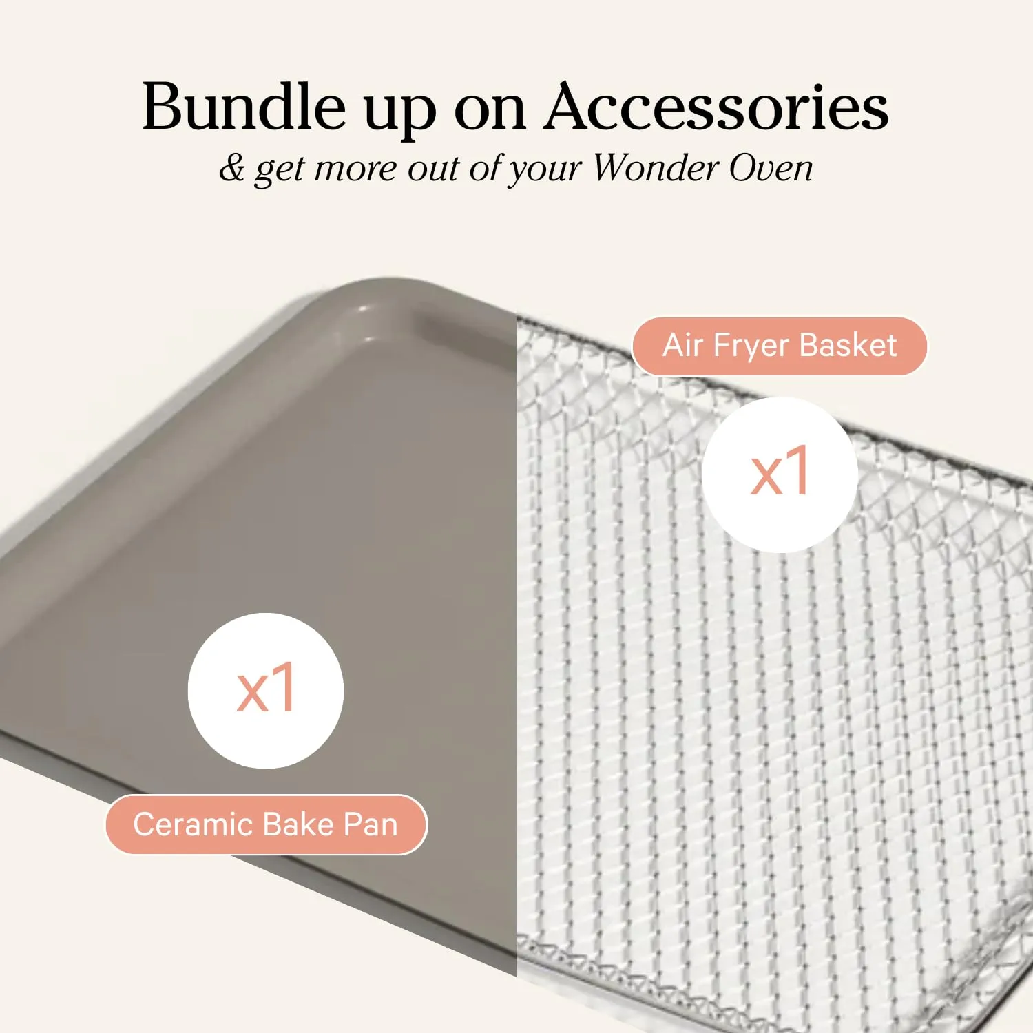 Our Place Wonder Oven Essentials Kit | Extra Air Fryer Basket & Nonstick Ceramic-Coated Bake Pan | Oven Safe, Eco-Friendly | Steam