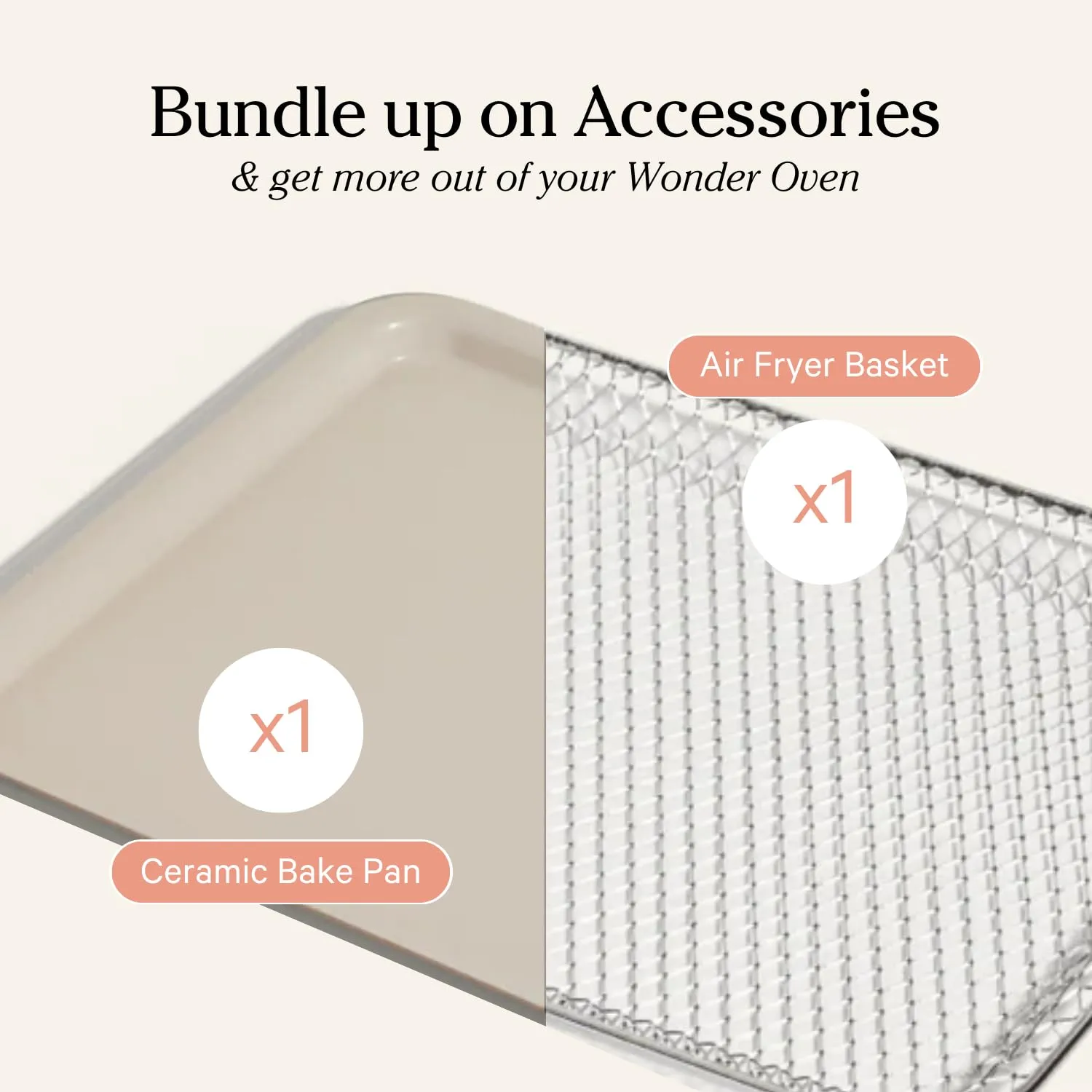 Our Place Wonder Oven Essentials Kit | Extra Air Fryer Basket & Nonstick Ceramic-Coated Bake Pan | Oven Safe, Eco-Friendly | Steam