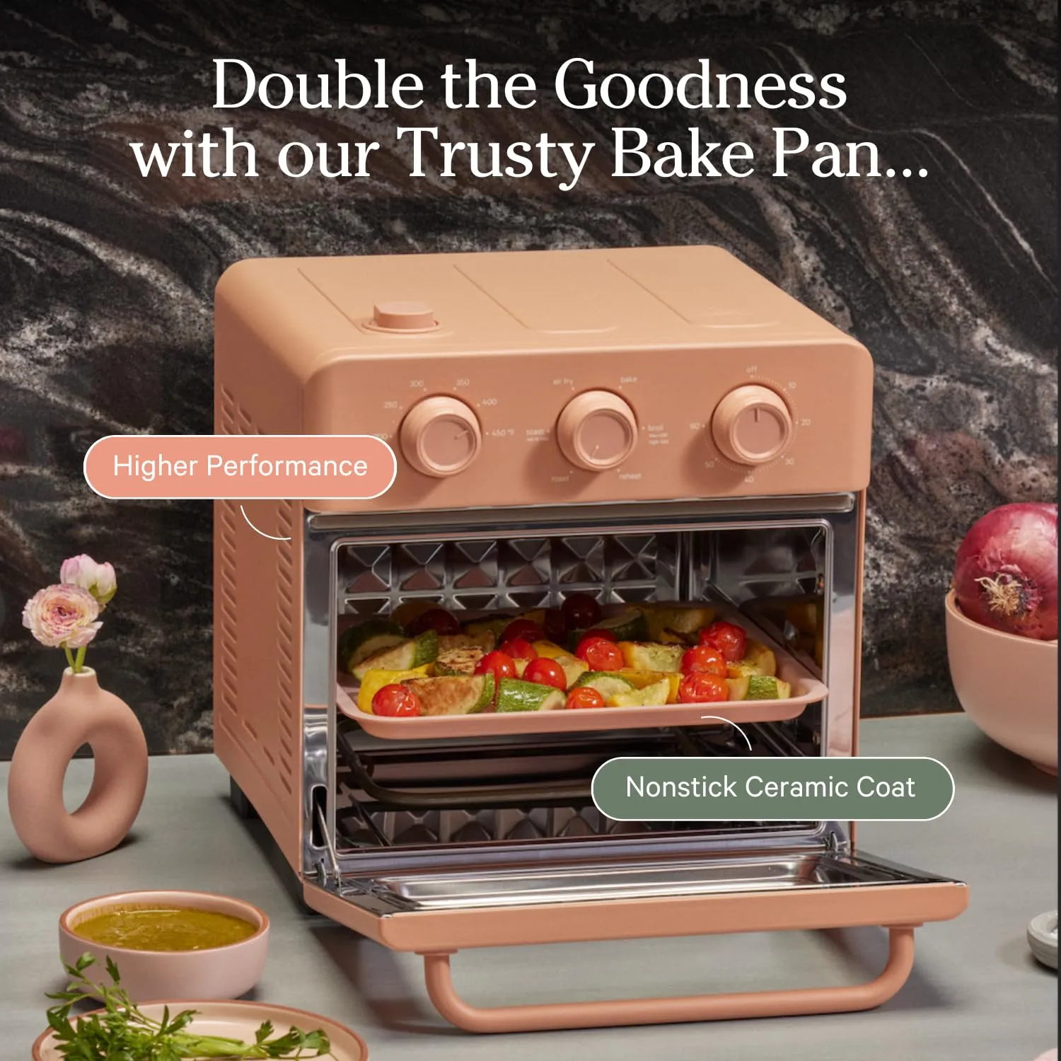 Our Place Wonder Oven Essentials Kit | Extra Air Fryer Basket & Nonstick Ceramic-Coated Bake Pan | Oven Safe, Eco-Friendly | Steam
