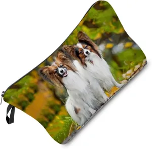 Papillon Makeup Bag - Cute Small Organizer for Travel Toiletry - Zipper Pouch Cosmetic Bag - Birthday Present for Dog Lovers, Mom, Women, Friends