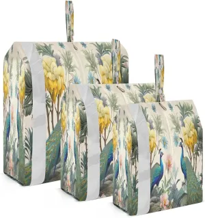 Peacocks Flowers Tree Compression Packing Cubes Luggage Organizer Bags for Travel Suitcase Organizer for Women Men Travel Luggage
