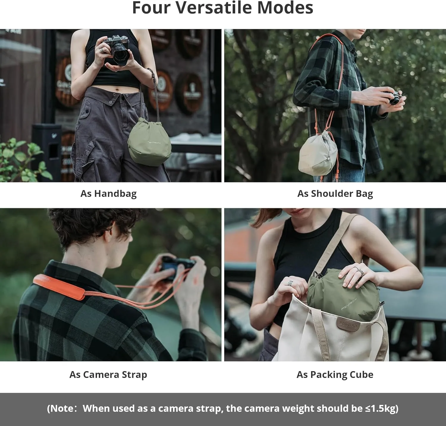 PGYTECH OneGo Drawstring Small Camera Bag, Leather Soft Camera Pouch compatible with Mirrorless Cameras/Nikon/Canon/Sony/Fuji Camera Case