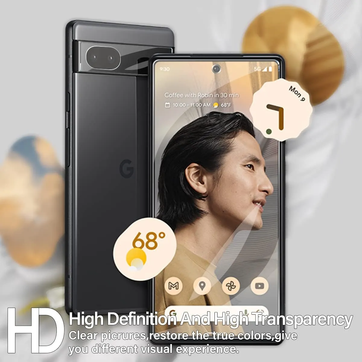 Pixel 6a Tempered Glass Screen Protector   Camera Lens Protector [ 2   2 Pack ][Fingerprint Unlock] [Anti-Scratch] [Case Friendly] HD Clear Protective Film for Google Pixel 6a