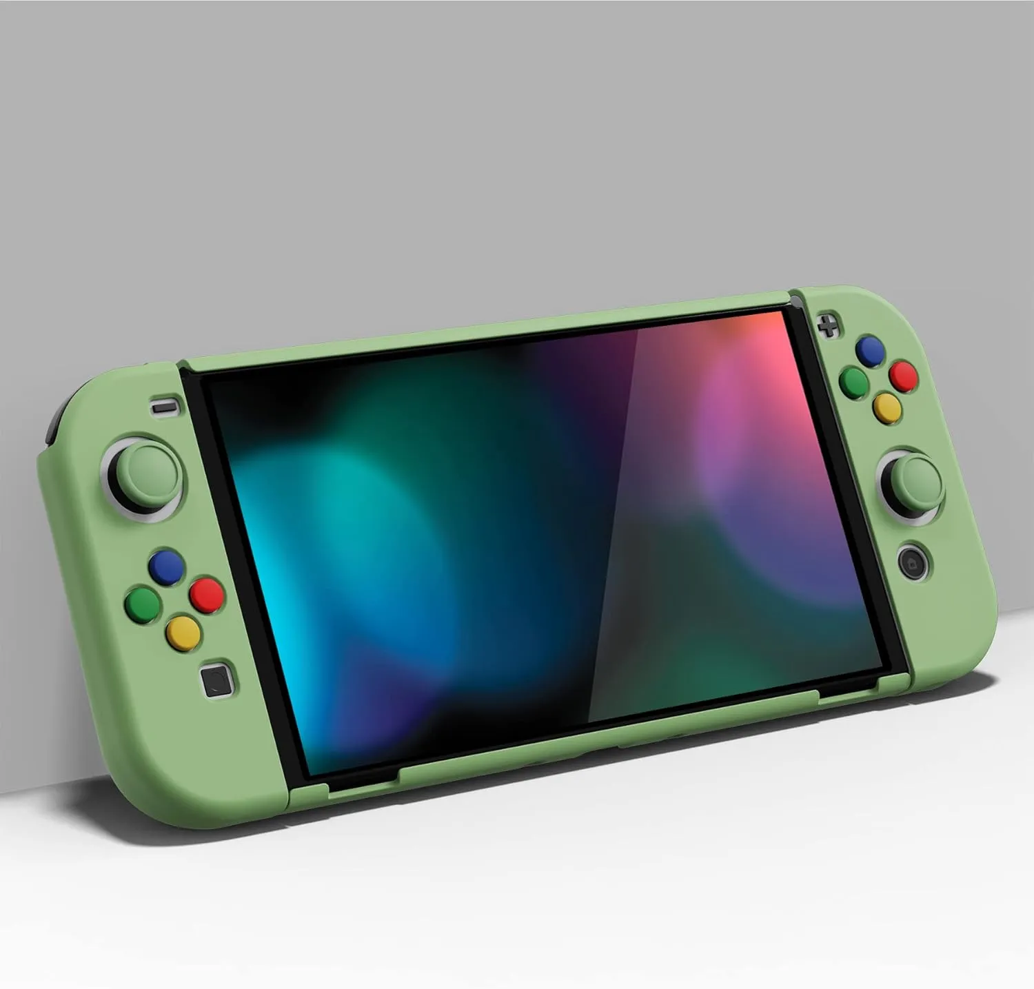 PlayVital AlterGrips Protective Slim Case for Nintendo Switch OLED, Ergonomic Grip Cover for Joycon, Dockable Hard Shell for Switch OLED w/Thumb Grip Caps & Button Caps