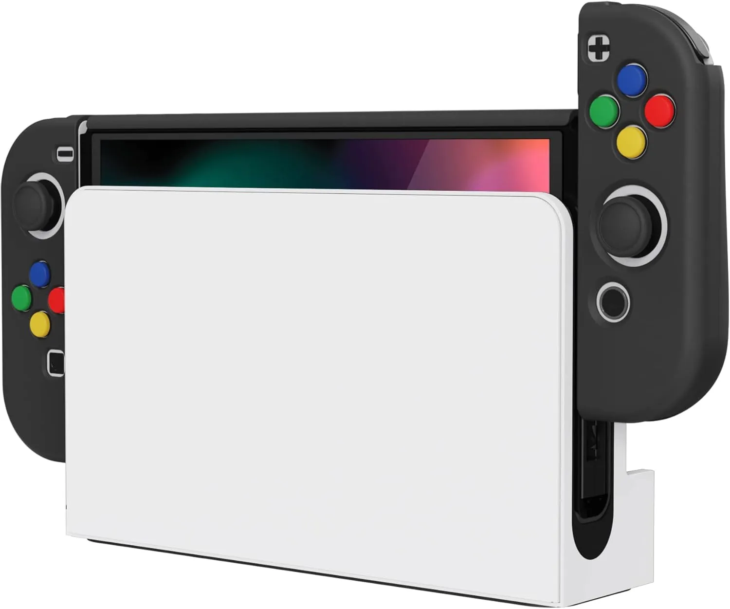 PlayVital AlterGrips Protective Slim Case for Nintendo Switch OLED, Ergonomic Grip Cover for Joycon, Dockable Hard Shell for Switch OLED w/Thumb Grip Caps & Button Caps