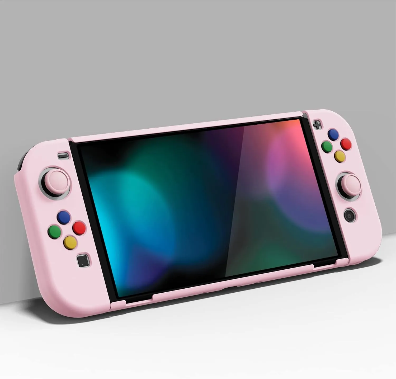 PlayVital AlterGrips Protective Slim Case for Nintendo Switch OLED, Ergonomic Grip Cover for Joycon, Dockable Hard Shell for Switch OLED w/Thumb Grip Caps & Button Caps