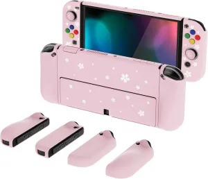 PlayVital AlterGrips Protective Slim Case for Nintendo Switch OLED, Ergonomic Grip Cover for Joycon, Dockable Hard Shell for Switch OLED w/Thumb Grip Caps & Button Caps