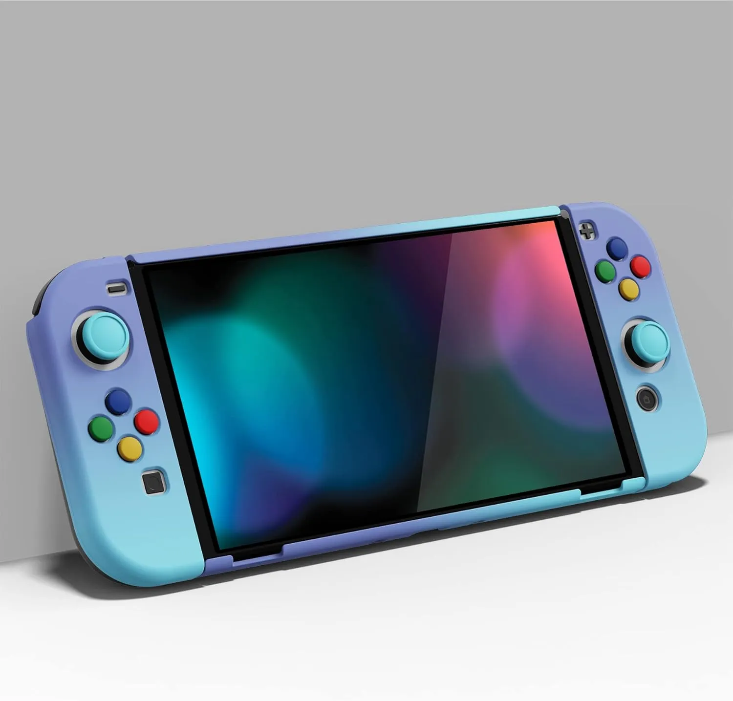 PlayVital AlterGrips Protective Slim Case for Nintendo Switch OLED, Ergonomic Grip Cover for Joycon, Dockable Hard Shell for Switch OLED w/Thumb Grip Caps & Button Caps