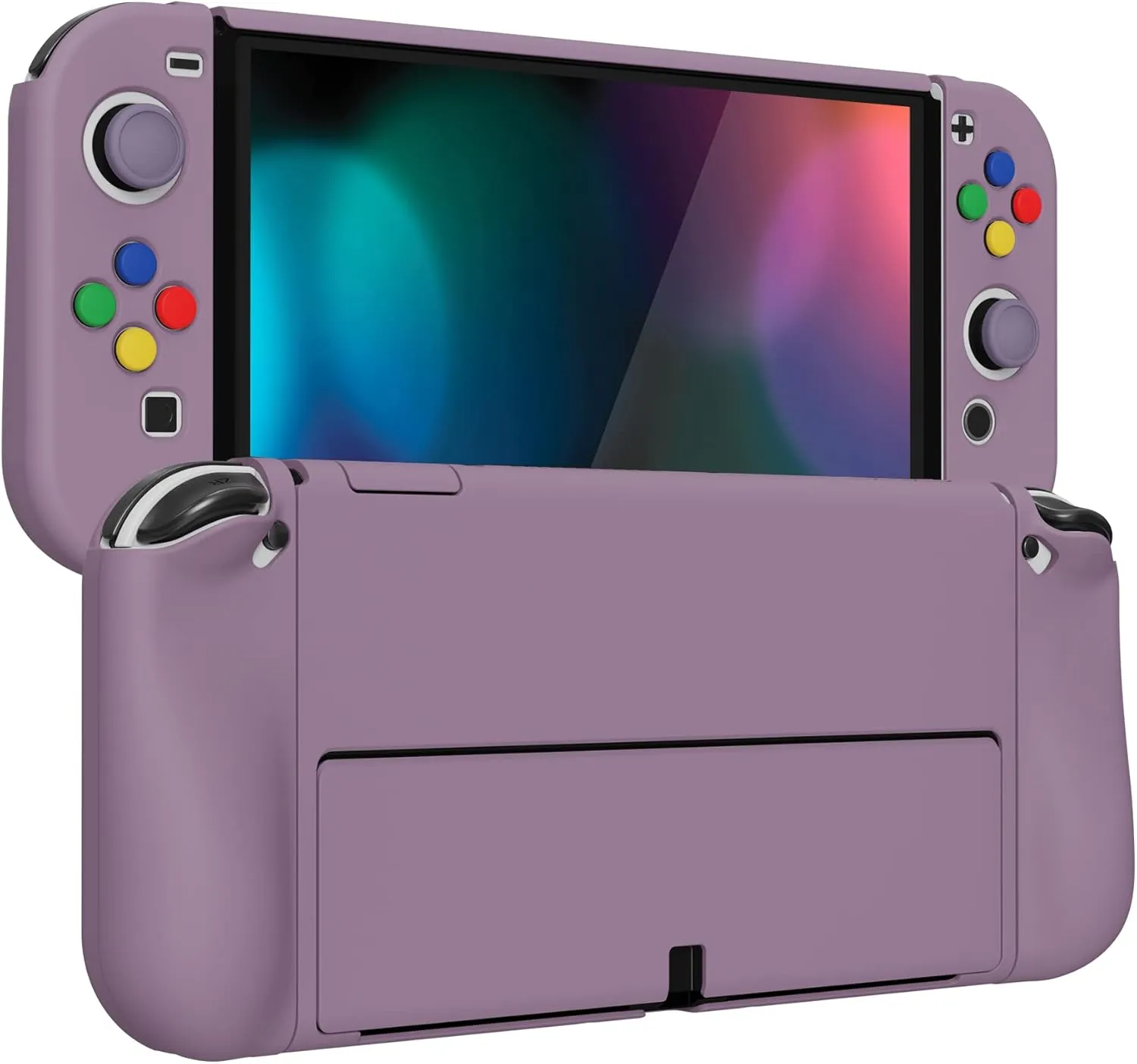 PlayVital AlterGrips Protective Slim Case for Nintendo Switch OLED, Ergonomic Grip Cover for Joycon, Dockable Hard Shell for Switch OLED w/Thumb Grip Caps & Button Caps