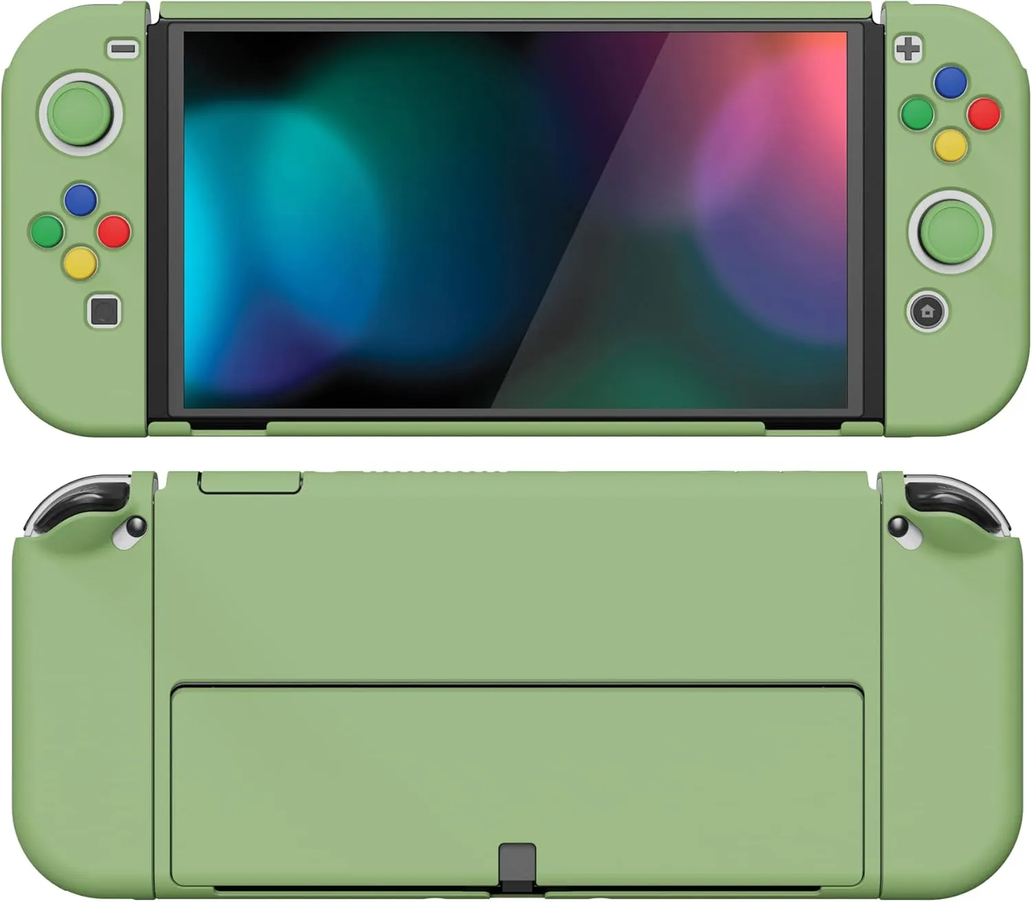 PlayVital AlterGrips Protective Slim Case for Nintendo Switch OLED, Ergonomic Grip Cover for Joycon, Dockable Hard Shell for Switch OLED w/Thumb Grip Caps & Button Caps