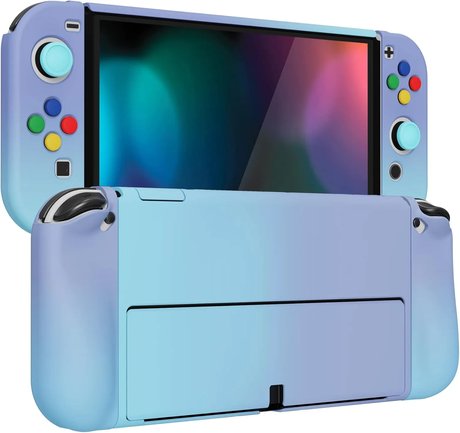PlayVital AlterGrips Protective Slim Case for Nintendo Switch OLED, Ergonomic Grip Cover for Joycon, Dockable Hard Shell for Switch OLED w/Thumb Grip Caps & Button Caps