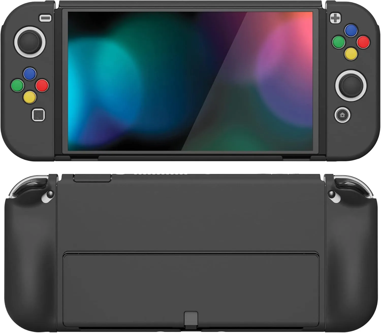 PlayVital AlterGrips Protective Slim Case for Nintendo Switch OLED, Ergonomic Grip Cover for Joycon, Dockable Hard Shell for Switch OLED w/Thumb Grip Caps & Button Caps