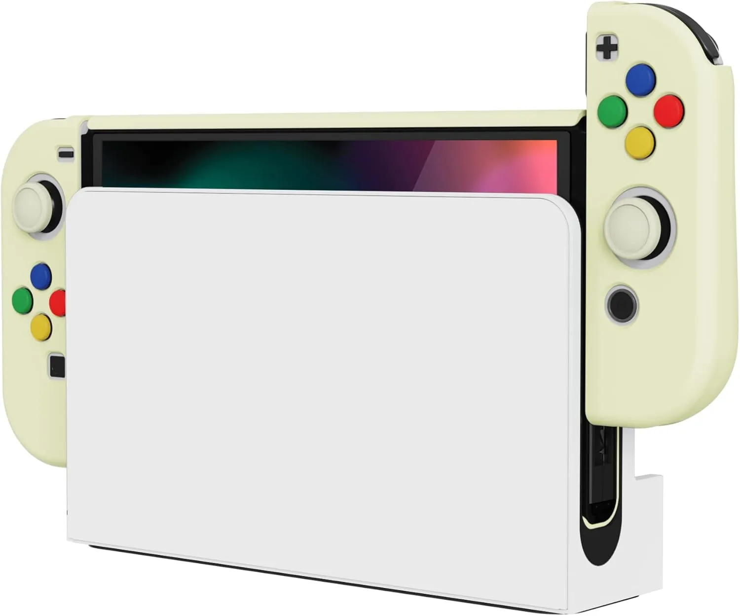 PlayVital AlterGrips Protective Slim Case for Nintendo Switch OLED, Ergonomic Grip Cover for Joycon, Dockable Hard Shell for Switch OLED w/Thumb Grip Caps & Button Caps