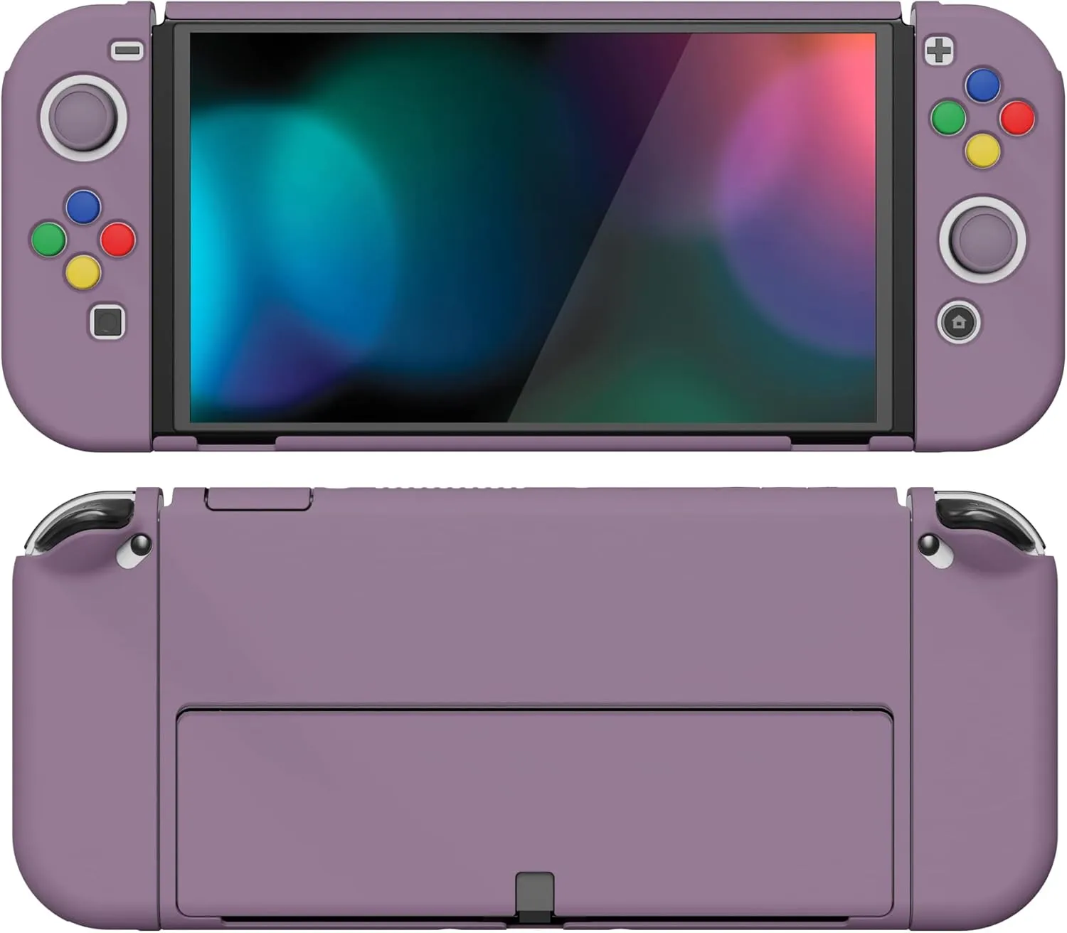 PlayVital AlterGrips Protective Slim Case for Nintendo Switch OLED, Ergonomic Grip Cover for Joycon, Dockable Hard Shell for Switch OLED w/Thumb Grip Caps & Button Caps