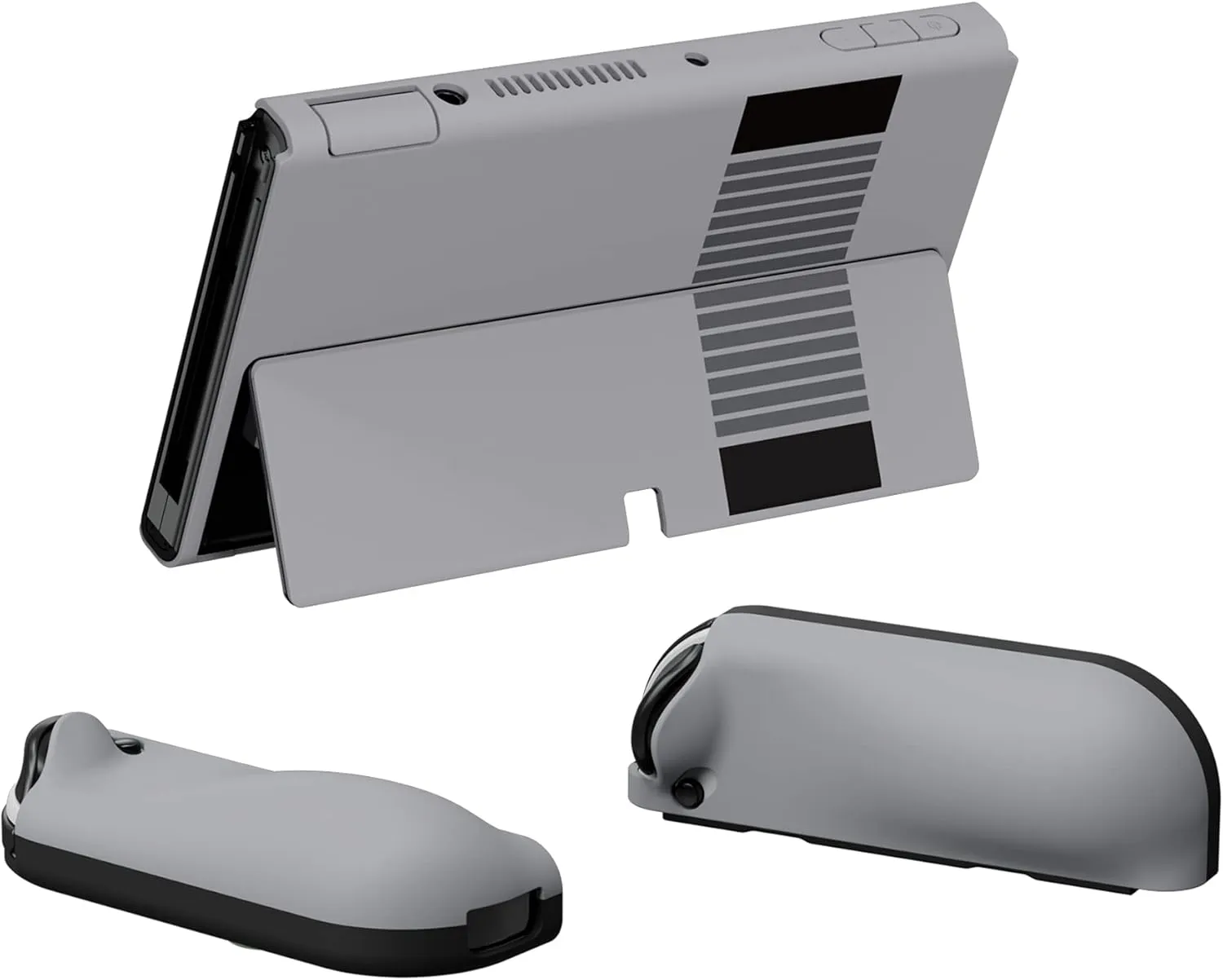 PlayVital AlterGrips Protective Slim Case for Nintendo Switch OLED, Ergonomic Grip Cover for Joycon, Dockable Hard Shell for Switch OLED w/Thumb Grip Caps & Button Caps