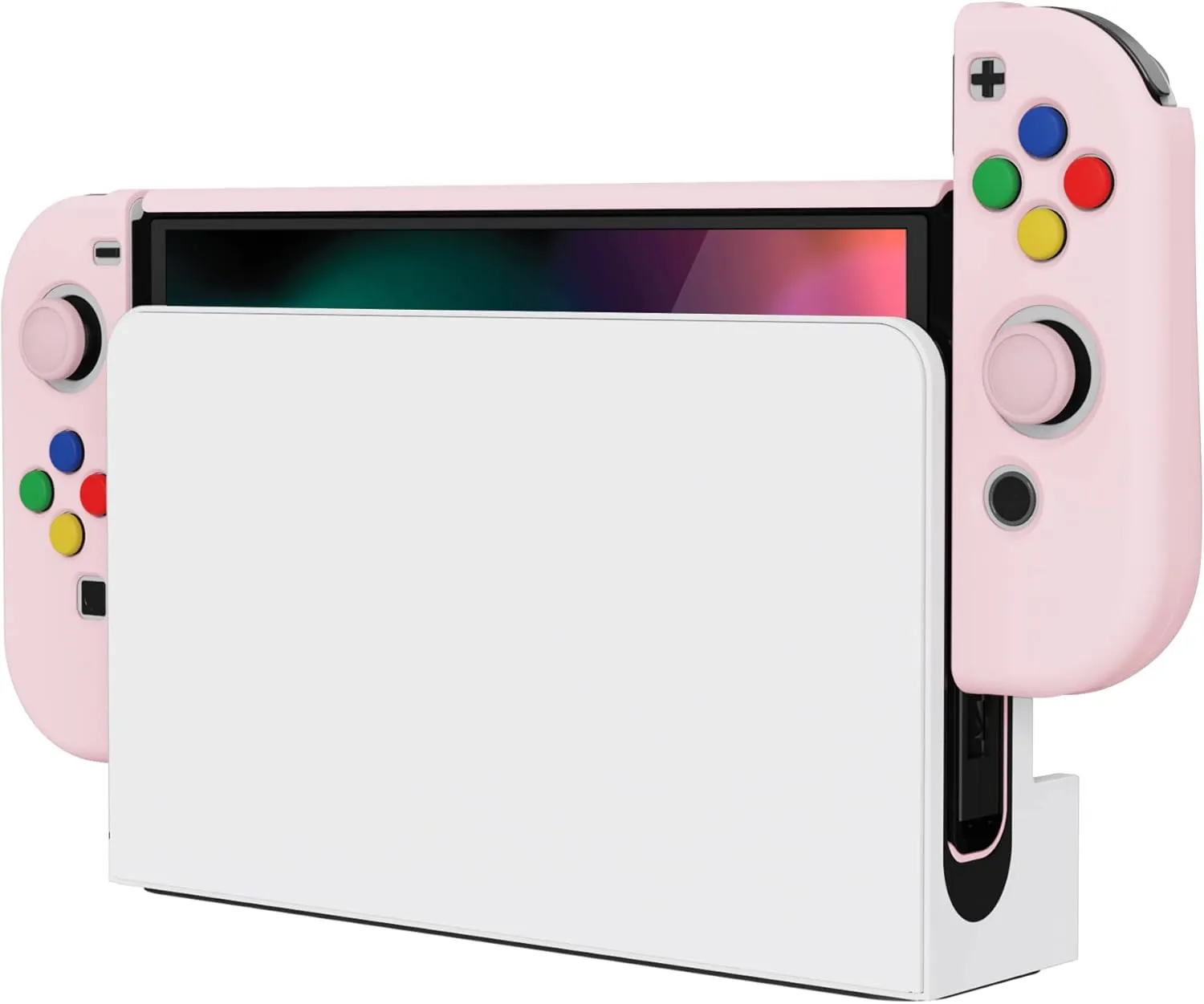 PlayVital AlterGrips Protective Slim Case for Nintendo Switch OLED, Ergonomic Grip Cover for Joycon, Dockable Hard Shell for Switch OLED w/Thumb Grip Caps & Button Caps