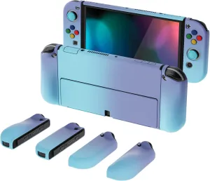 PlayVital AlterGrips Protective Slim Case for Nintendo Switch OLED, Ergonomic Grip Cover for Joycon, Dockable Hard Shell for Switch OLED w/Thumb Grip Caps & Button Caps