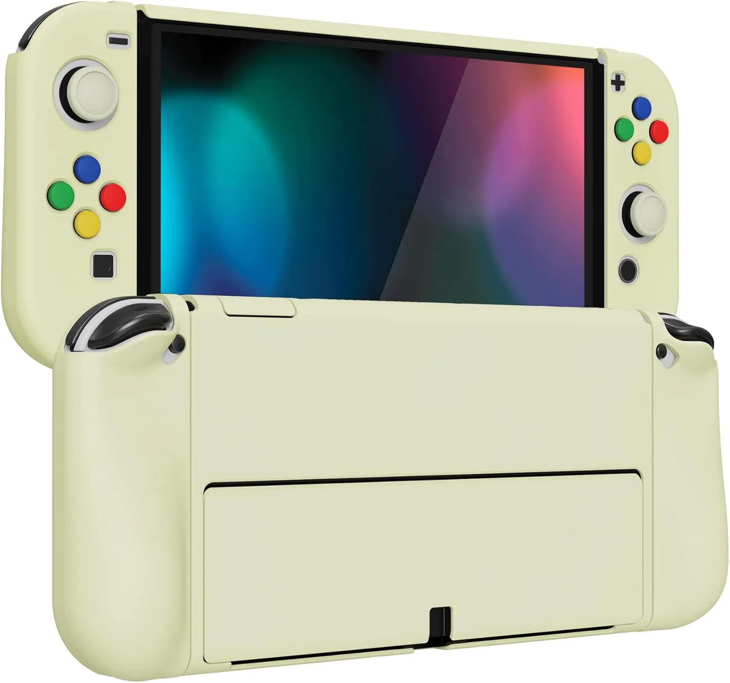 PlayVital AlterGrips Protective Slim Case for Nintendo Switch OLED, Ergonomic Grip Cover for Joycon, Dockable Hard Shell for Switch OLED w/Thumb Grip Caps & Button Caps