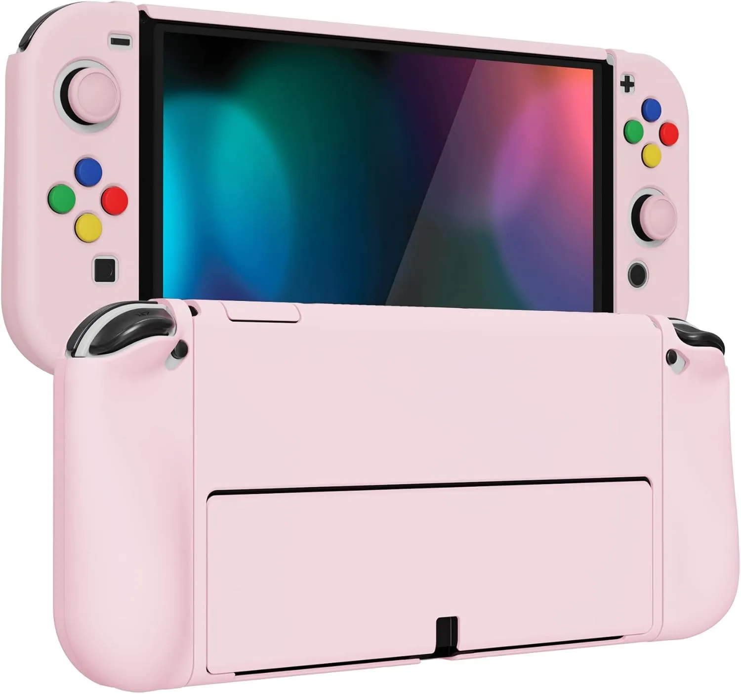 PlayVital AlterGrips Protective Slim Case for Nintendo Switch OLED, Ergonomic Grip Cover for Joycon, Dockable Hard Shell for Switch OLED w/Thumb Grip Caps & Button Caps