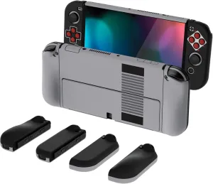 PlayVital AlterGrips Protective Slim Case for Nintendo Switch OLED, Ergonomic Grip Cover for Joycon, Dockable Hard Shell for Switch OLED w/Thumb Grip Caps & Button Caps