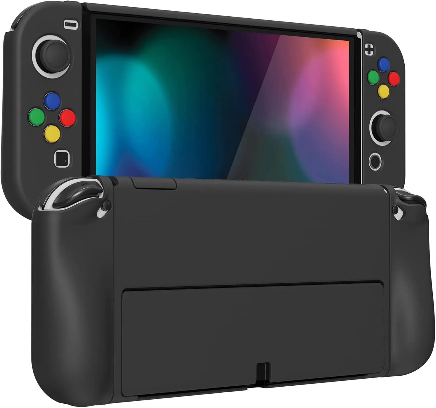 PlayVital AlterGrips Protective Slim Case for Nintendo Switch OLED, Ergonomic Grip Cover for Joycon, Dockable Hard Shell for Switch OLED w/Thumb Grip Caps & Button Caps