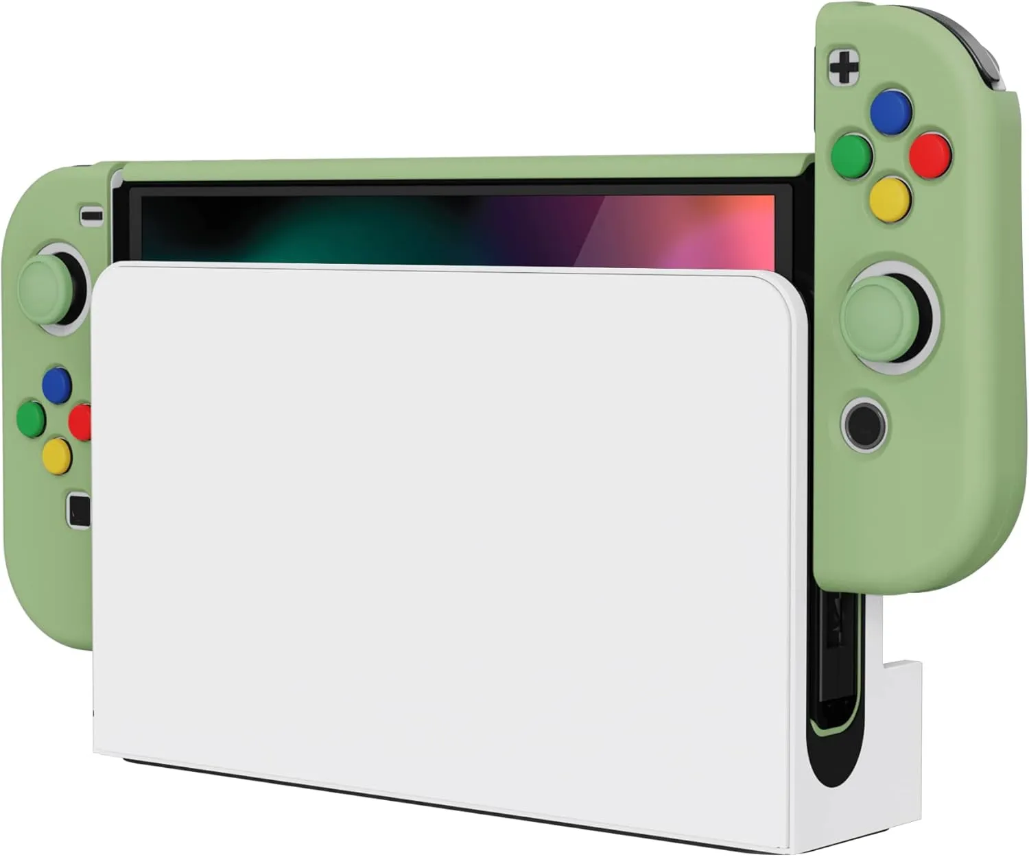 PlayVital AlterGrips Protective Slim Case for Nintendo Switch OLED, Ergonomic Grip Cover for Joycon, Dockable Hard Shell for Switch OLED w/Thumb Grip Caps & Button Caps
