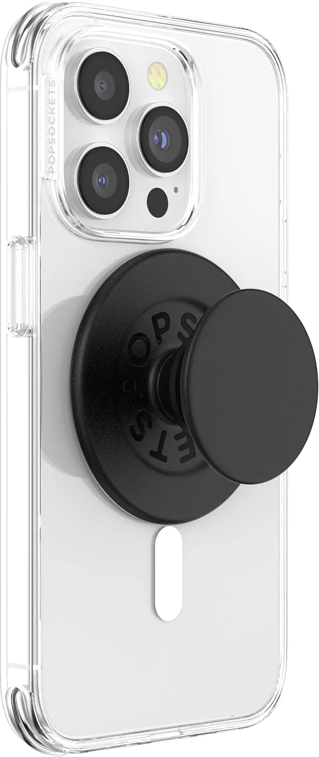 PopSockets Plant-Based Round Phone Grip Compatible with MagSafe, Adapter Ring Included, Phone Holder, Eco-Friendly, Wireless Charging Compatible - Black