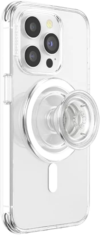 PopSockets Plant-Based Round Phone Grip Compatible with MagSafe, Adapter Ring Included, Phone Holder, Eco-Friendly, Wireless Charging Compatible - Clear