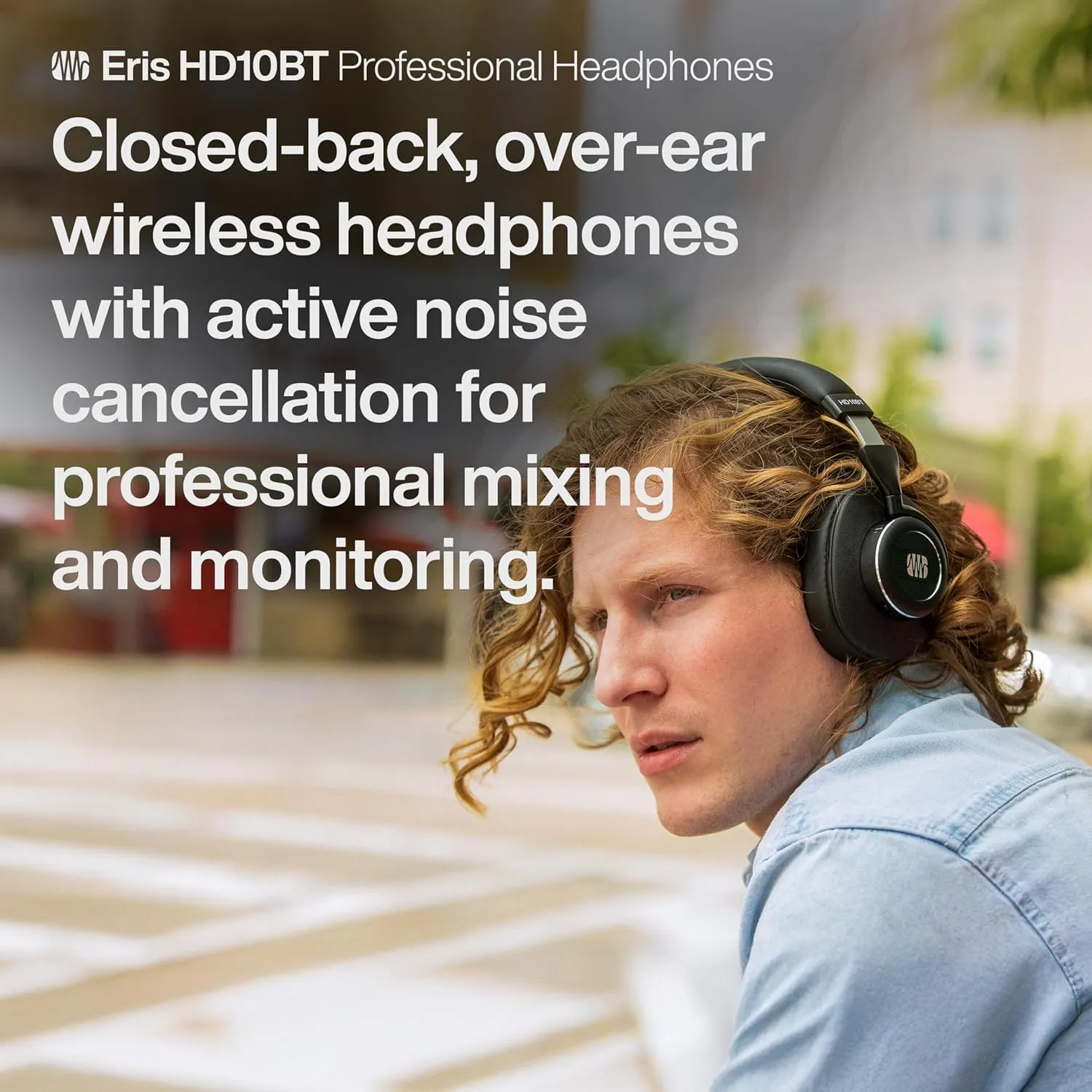 PreSonus Eris HD10BT Professional Headphones with Active Noise Canceling and Bluetooth  Closed-Back, Over-Ear Wireless ANC Studio Recording Headphones for Professional Mixing and Monitoring