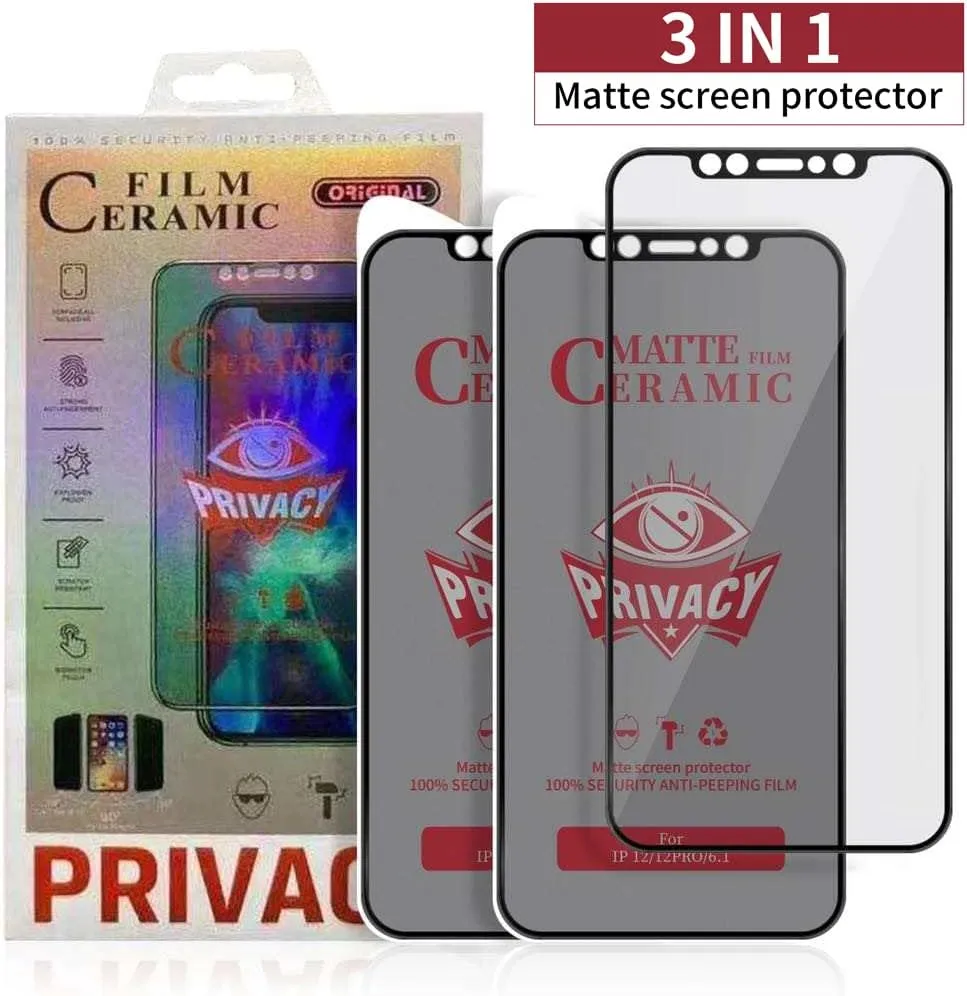 Privacy Ceramic Screen Protector for iPhone (PACK OF 3), Full covered, Premium 9H VIP (14/13/13 Pro 6.1)