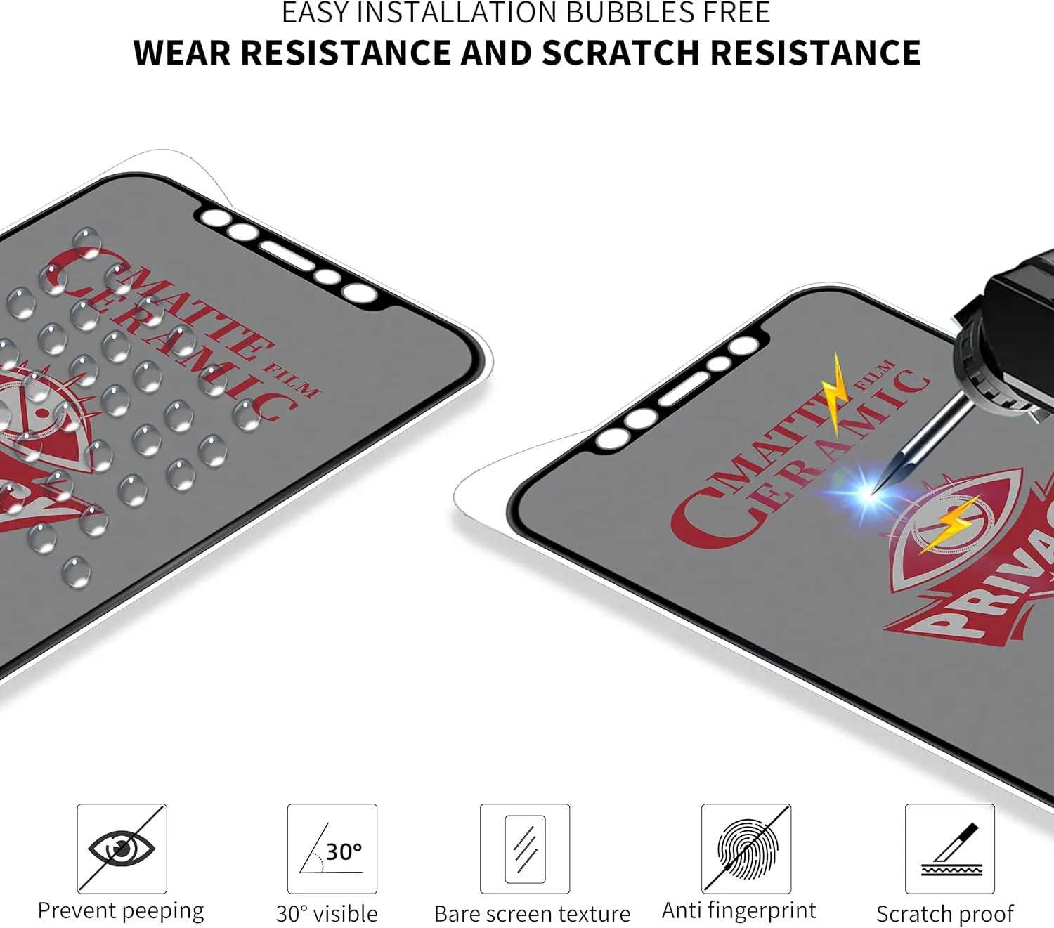 Privacy Ceramic Screen Protector for iPhone (PACK OF 3), Full covered, Premium 9H VIP (14/13/13 Pro 6.1)