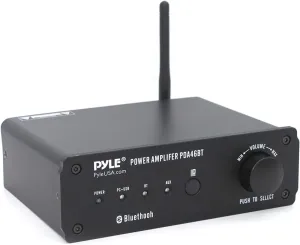 PYLE 100W Bluetooth Audio Stereo Amplifier - 110/240V, 2 Ch.Pro Audio Desktop Amp w/ Direct-to-Computer Connection via USB Port & Hi-Fi System/TWS Function, w/ Rotary Volume Control - Pyle PDA46BT