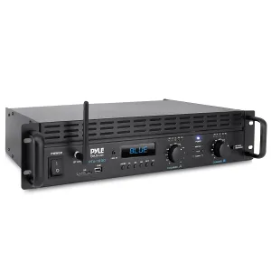 Pyle 2000W 2-Channel Bluetooth 5.0 Power Amplifier - Bridgeable Rack-Mount Pro Audio Receiver with TRS/XLR Input - LCD Display - Cooling Fan - Bridge Mode - 4-8 Ohm Speakers - PTA1000BT