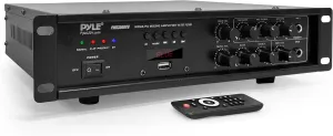 Pyle Bluetooth Home PA Mixing Amplifier - 500W Home Audio Rack Mount Stereo Power Amplifier Receiver w/FM Radio, Digital LED Display, USB/AUX/Mic, Optical/Coaxial, AC-3, 70V/100V Output - PMX3500PH