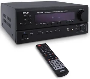 Pyle Wireless Bluetooth Power Amplifier System-420W 5.1 Channel Home Theater Surround Sound Audio Stereo Receiver Box w/RCA,AUX,Mic w/Echo,Remote,Support HDMI-For Subwoofer Speaker-Pyle PT588AB