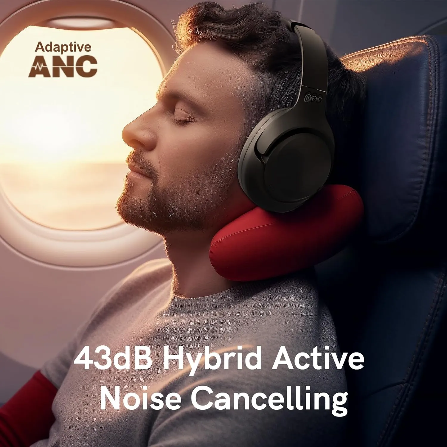 QCY H3 ANC Bluetooth Headphones Over Ear, Active Noise Cancelling Bluetooth 5.4 Headphones with Microphones, Hi-Res Audio Sound, Multipoint Connection, 60H Playback, Custom EQ via App(Black)