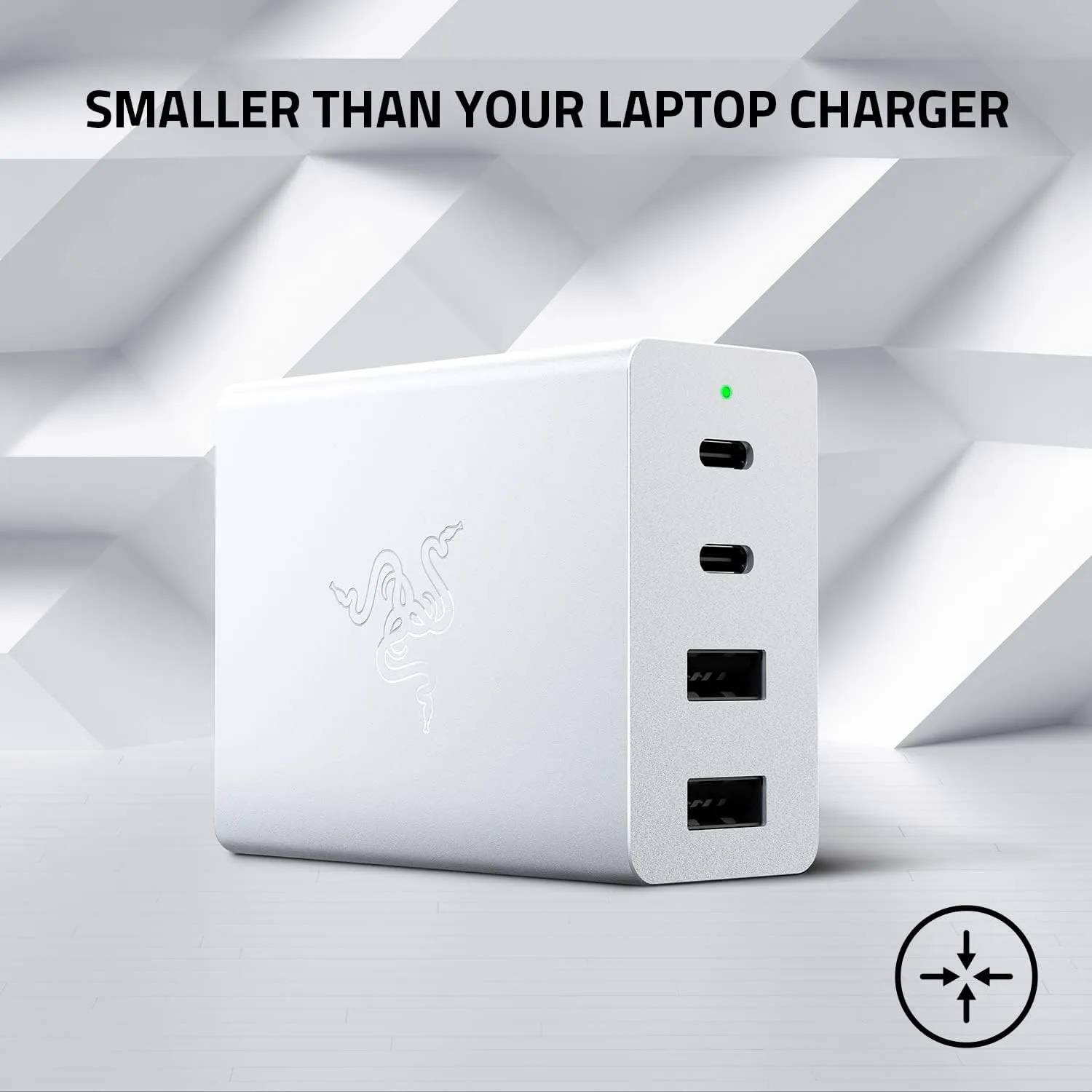 Razer USB-C 130W GaN Charger: 4 Ports - Super Fast Charging for Laptops, MacBook, iPad, iPhone, Samsung Galaxy - Charge Multiple Devices - Compact & Travel Ready - International Plugs Included - White