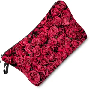 Red Rose Makeup Bag Cue Small Organizer Zipper Pouch Red Rose Cosmetic Bag Rose Birthday Present for Rose Lovers Women Friends