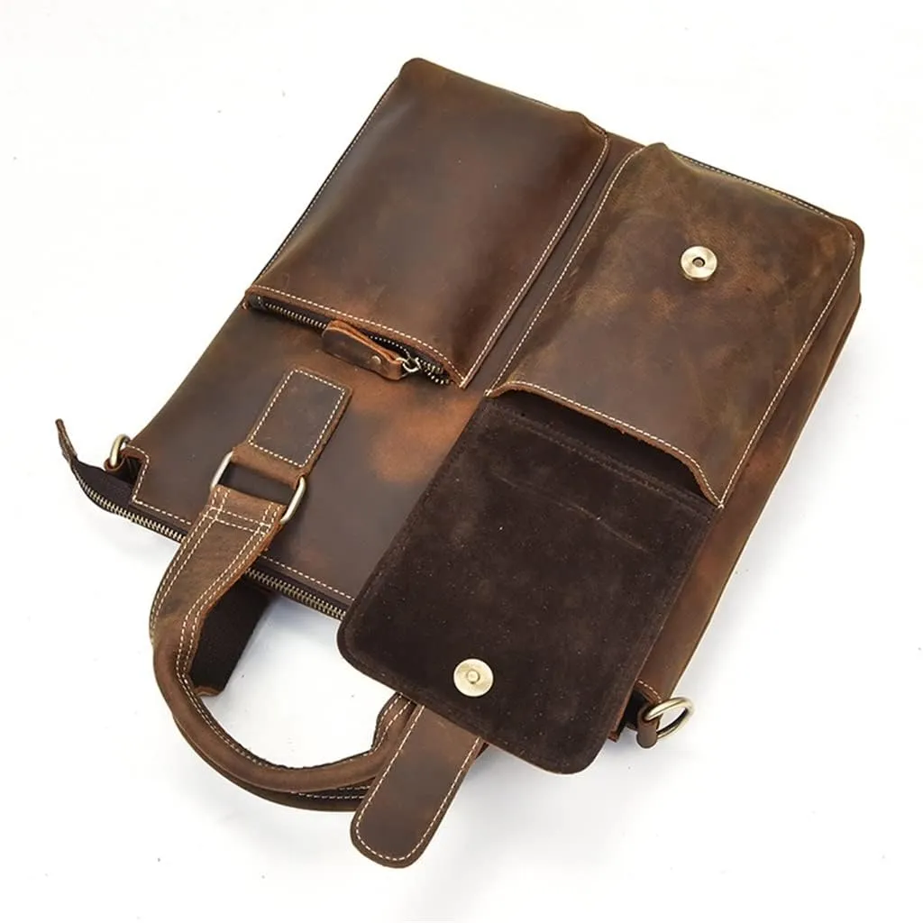 Retro Men's Handbag Men and Women Universal Shoulder Bag Crossbody Bag Leather Briefcase