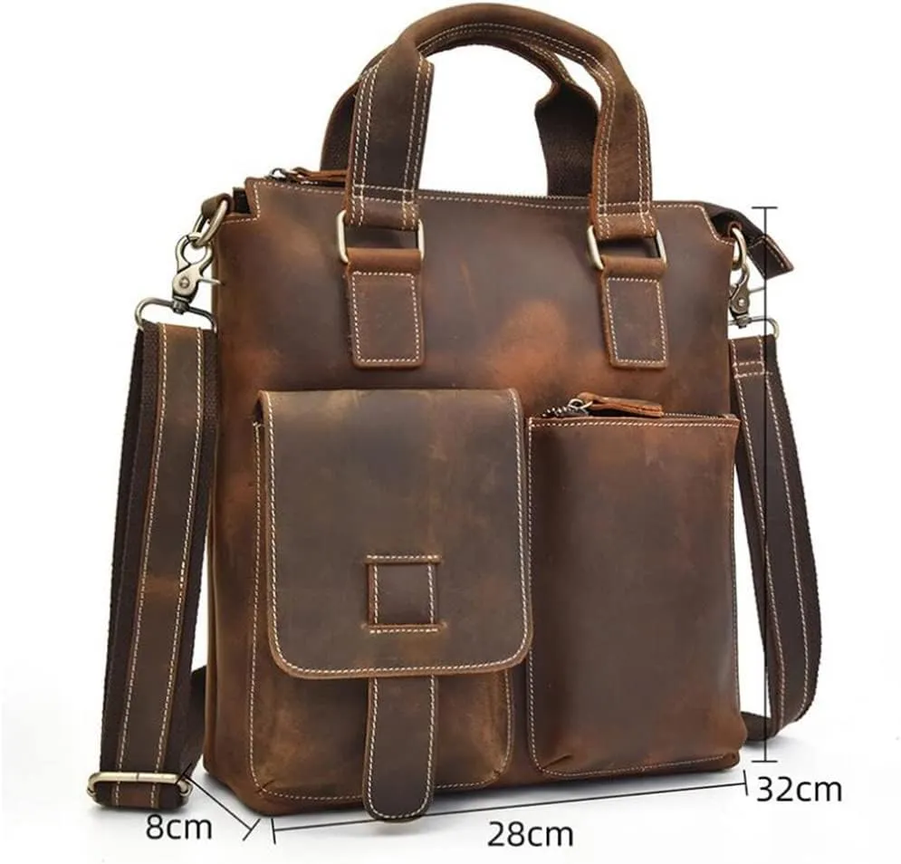 Retro Men's Handbag Men and Women Universal Shoulder Bag Crossbody Bag Leather Briefcase