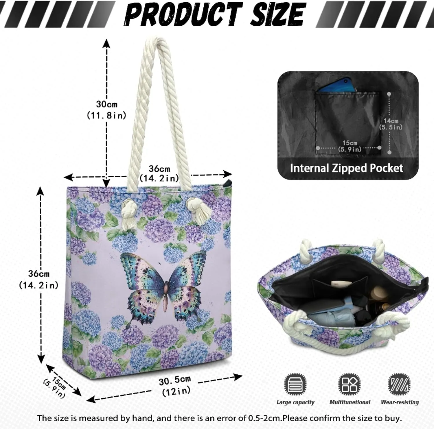Reusable Grocery Bags Beach Bag for Women Tote Bags with Zipper