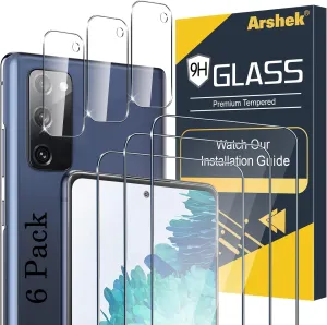 Screen Protector and Camera Protector, [3 Screen  3 Camera Protectors][Support Fingerprint] Tempered Glass for Samsung Galaxy S20 FE 5G/4G