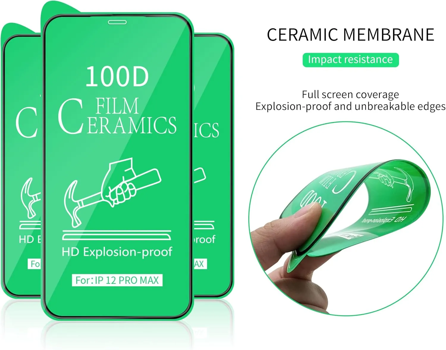 Screen Protector for iPhone (PACK OF 3), 100D Full covered, Premium 9H VIP Ceramic (11 / XR 6.1)