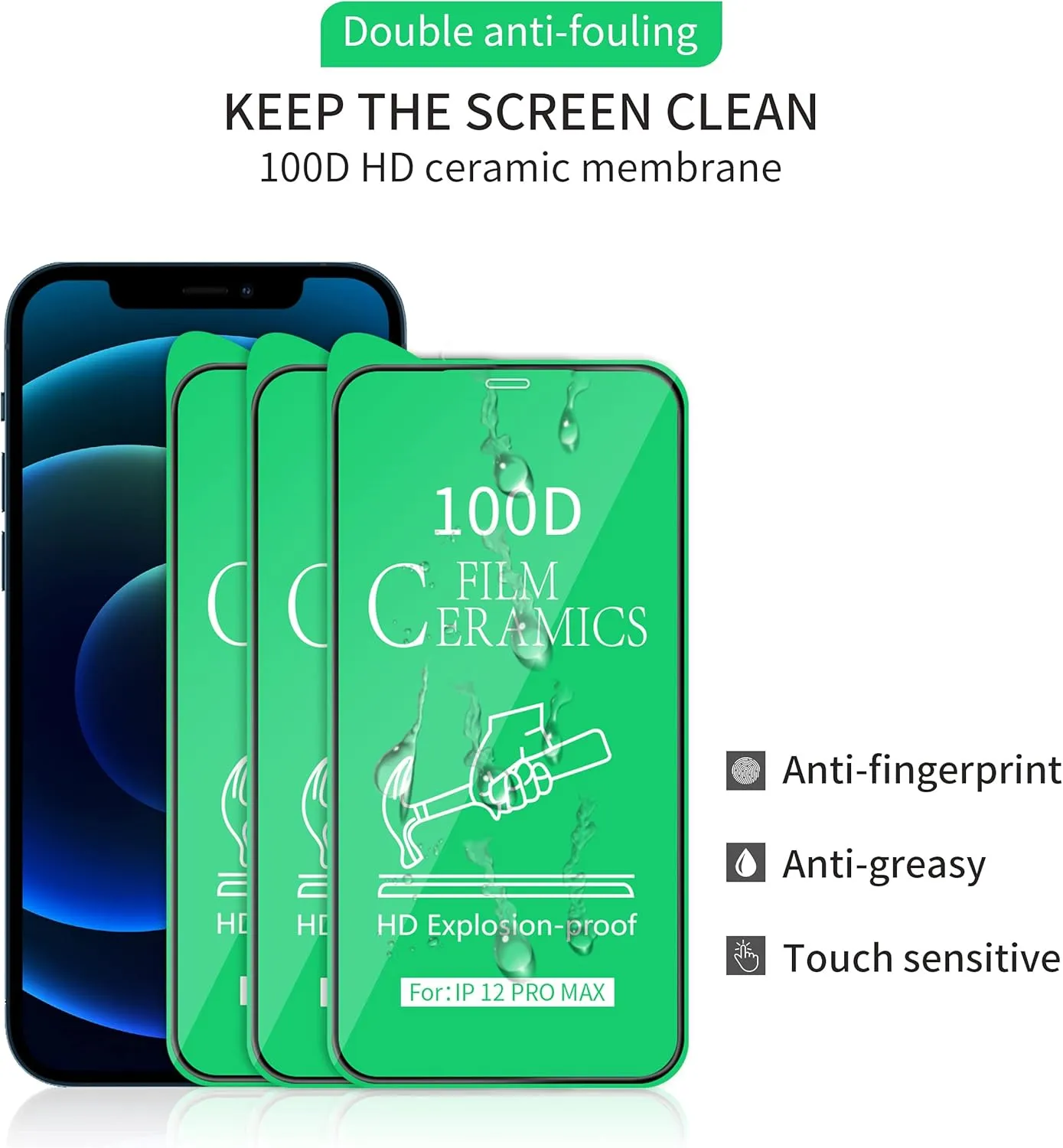 Screen Protector for iPhone (PACK OF 3), 100D Full covered, Premium 9H VIP Ceramic (11 / XR 6.1)