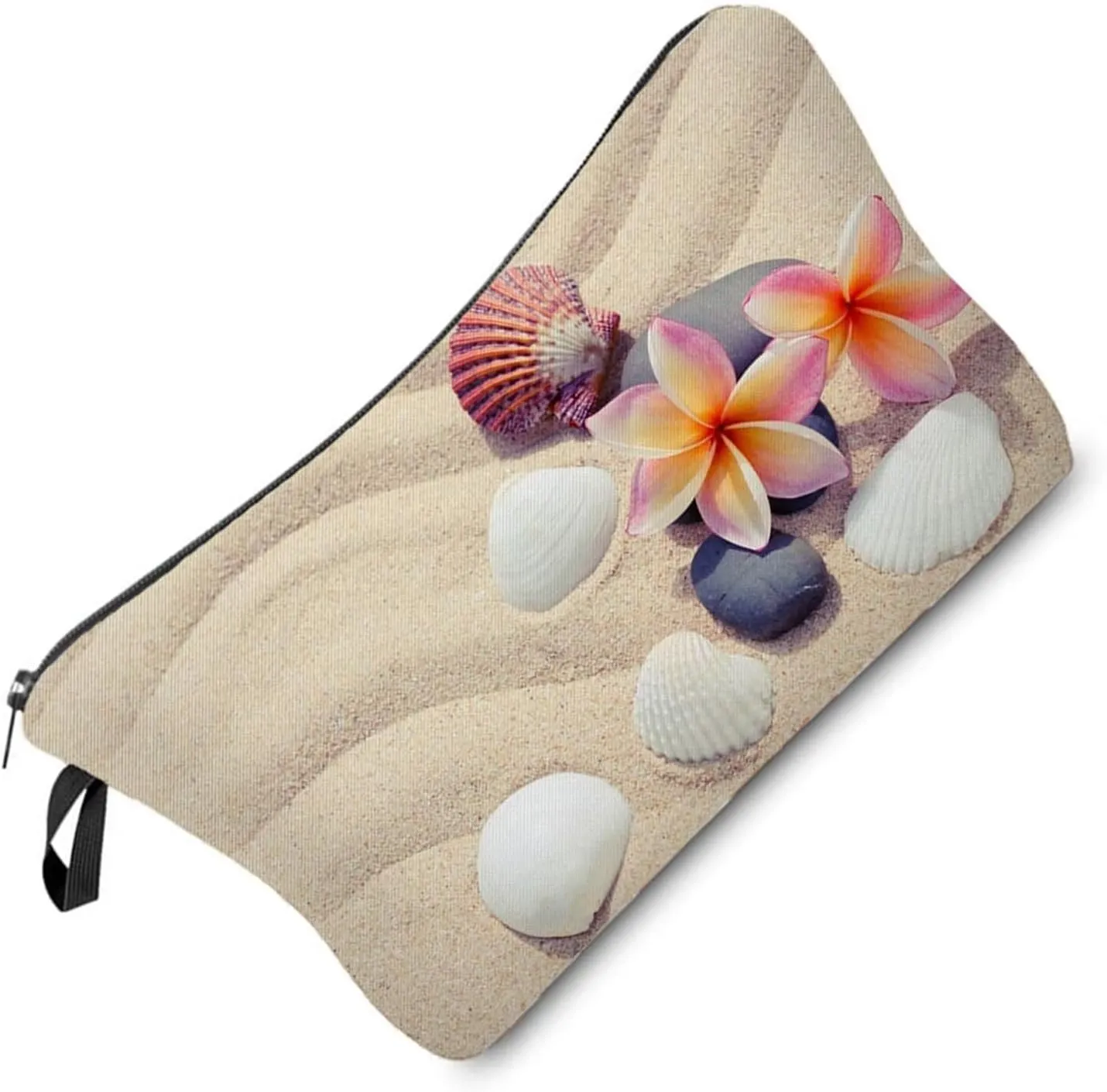 Sea Shell Beach Cosmetic Bag Cute Small Makeup Bag Organizer Zipper Pouch Beach Pattern Present for Women Friends Sisters