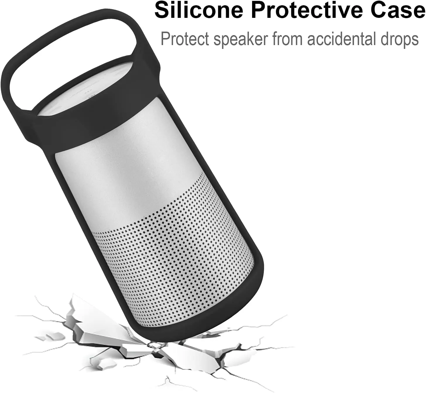 Silicone Case Compatible with Bose SoundLink Revolve/Bose SoundLink Revolve (Series II), TXEsign Travel Carrying Case with Handle Cover Protective Pouch (Black)