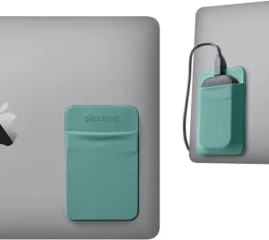 Slipdrive - Portable Hard Drive Sleeve for Laptop - SSD Solid State Drive - Reusable Adhesive - 5 x 3.2 Stick on External Hard Drive Carrying Case - Travel Pocket Pouch (Small, Aqua)