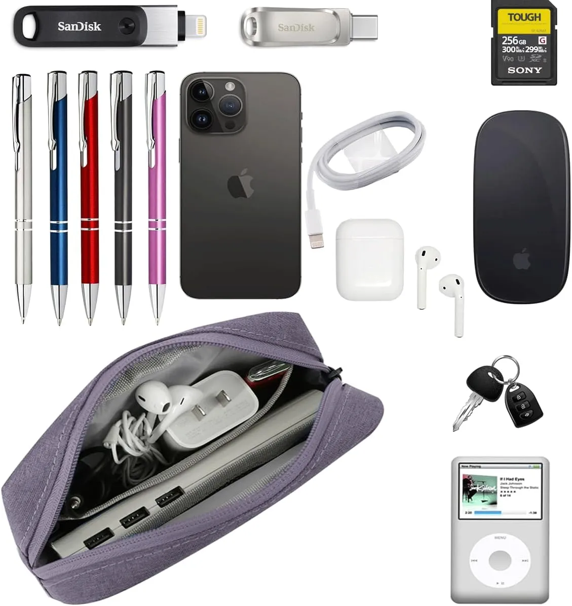 Small Cable Organizer Bag, Charger Organizer Case Pouch Travel Bag, Waterproof Electronics Accessories Case for USB, Cable, Cord, Charger, Phone, Power Bank, Earphone (Small-Purple)