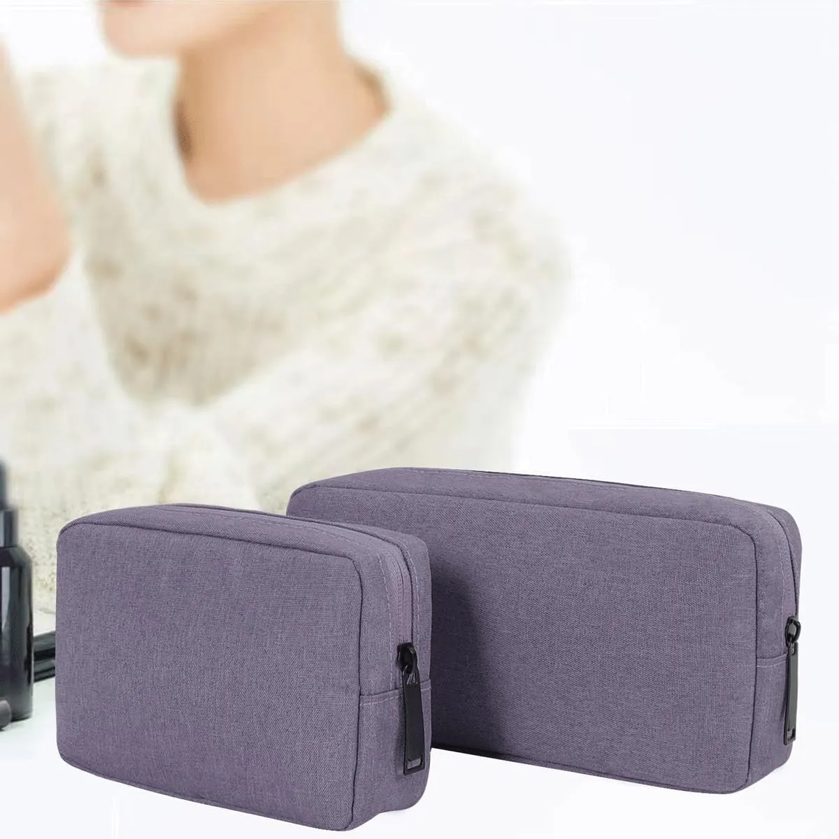 Small Cable Organizer Bag, Charger Organizer Case Pouch Travel Bag, Waterproof Electronics Accessories Case for USB, Cable, Cord, Charger, Phone, Power Bank, Earphone (Small-Purple)